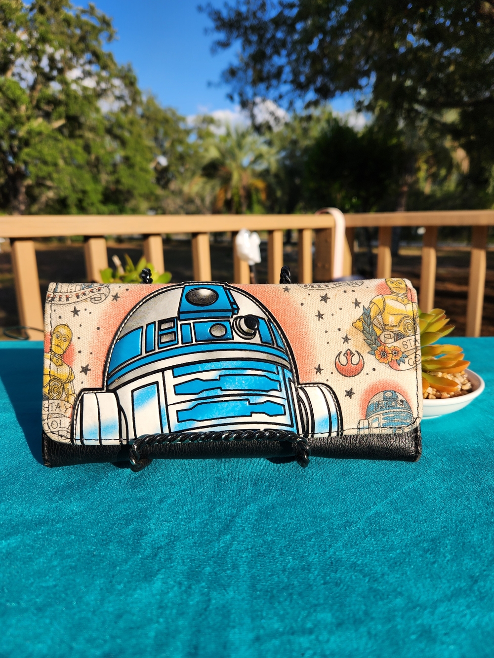Loungefly Star Wars  R2-D2 Wallet - Blue, White & Black 8"W× 4" D